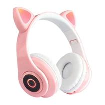 Fone de Ouvido Bluetooth Arco Rosa Gatinha Orelhinhas Gato - LEHMOX