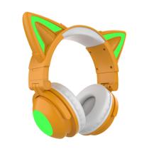 Fone de ouvido Bluetooth Cute Cartoon Cat Ears RGB Light Yellow Fone de ouvido Bluetooth Cute Cartoon Cat Ears RGB Light Yellow