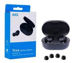 Fone de Ouvido Bluetooth In-Ear Sem Fio A6S Preto Android IOS