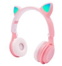 Fone de Ouvido Bluetooth Infantil com LED e Orelhas de Gato - Azul