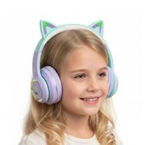 Fone de Ouvido Bluetooth Infantil FN643 Orelha de Gato Astronauta 5h Bateria Recarga Rápida Som Potente
