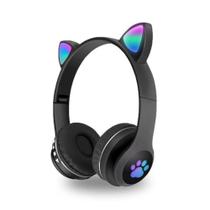 Fone de ouvido bluetooth led orelha gato infantil - Universo