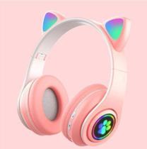 Fone De Ouvido Bluetooth Led Orelha Gato Iuz Headphone Rosa - Cat Ear Headphones