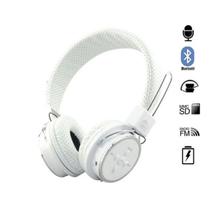 Fone de Ouvido Bluetooth Micro SD FM B05 Dobravel com Microfone Branco