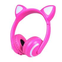 Fone De Ouvido Bluetooth Orelha De Gato Com Led Headfone ROSA