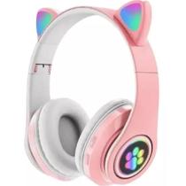 Fone de Ouvido Bluetooth Orelha de Gato Rosa Meninas Moda