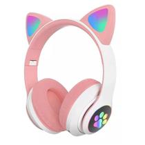 Fone De Ouvido Bluetooth Orelha Gatinho Infantil Led Sem Fio