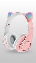 Fone de Ouvido Bluetooth Orelha Gato LED Rosa Fone de Ouvido Bluetooth Orelha Gato LED Rosa