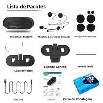 Fone De Ouvido Bluetooth Para Capacete De Moto, Chamada Estéreo Mãos Livres, Comunicação Sem Fio,