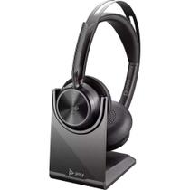 Fone de ouvido Bluetooth Poly Voyager Focus 2 UC com suporte preto