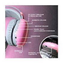 Fone de Ouvido Bluetooth Rosa com LED Fone de Ouvido Bluetooth Rosa com LED