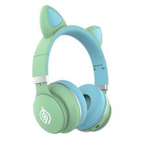 Fone de ouvido Bluetooth sem fio com design de orelhas de gato montado na cabeça