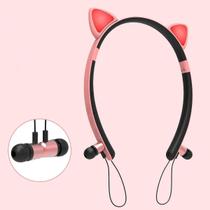 Fone de Ouvido Bluetooth Zw29 com Design de Gato - Magnético e Bonito