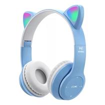 Fone De Ouvido carinha Sem Fio Bluetooth Com Orelhas De Gato Cor Azul