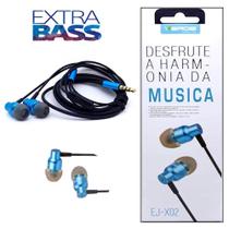 Fone de Ouvido Celular Com Microfone Auxilia P2 Estéreo Extra Bass Intra-auricular - EJX02