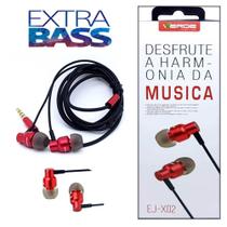Fone de Ouvido Celular Original Com Microfone Auxilia P2 Estéreo Extra Bass Intra-auricular - EJX02