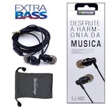 Fone de Ouvido Celular Original Com Microfone Auxilia P2 Estéreo Extra Bass Intra-auricular - EJX02