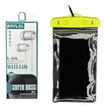Fone De Ouvido Com Capinha A Prova D'água Para Celular Cabo 115cm Portátil