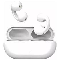 Fone de ouvido com clipe de orelha, sem fio Bluetooth 5.3, esportivo, microfone e ganchos de carregamento, branco