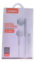 Fone De Ouvido Com Entrada Type-c 1.2m Lelong Le-0261 Cor Branco