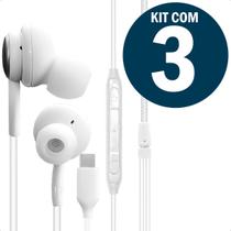 Fone De Ouvido Com Fio 10mm Tipo C Cabo Resistente IntraAuricular Microfone Extra Bass Kit Com 3