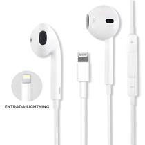 Fone De Ouvido Com Fio Conector Lightning Com Microfone Branco Fone De Ouvido Com Fio Conector Lightning Com Microfone Branco