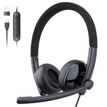 Fone de ouvido com fio EMEET HS50 com microfone, cancelamento de ruído, USB-A/C
