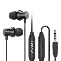 Fone De Ouvido Com Fio Lenovo Earphone Hf130 Com Microfone Preto