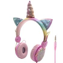 Fone de ouvido com fio Wokex Diamond Unicorns para meninas