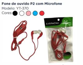 Fone de ouvido COM Microfone Cabo P2 e Embalagem para Celular, Tablet, Notebook, Smartphone