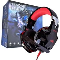 Fone De Ouvido Com Microfone Headset Gamer Kp-455a P3 Pc Preto e Vermelho - Paizao Store