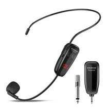 Fone de ouvido com microfone sem fio XIAOKOA UHF com display LED