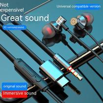 Fone de ouvido de interface tipoc com fio Metal bass music game earphon