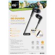 Fone de Ouvido ELG Intra Auricular 1,2 Metro EP12BL Preto