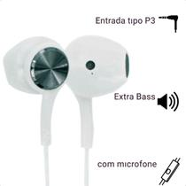 Fone De Ouvido Entrada P3 Compatível Com Celulares Tabletes Extra Bass Com Microfone - Maxmidia
