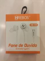 Fone de ouvido entrada tipo C branco e preto