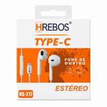 Fone de Ouvido Entrada Tipo C Hrebos HS-217 Microfone- Som Estéreo de Alta Qualidade