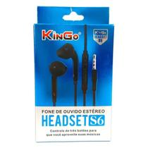 Fone de Ouvido Estéreo Cabo Headset S6 Preto Kingo