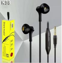 Fone de ouvido estéreo com microfone Intra-Auricular Earphone K38