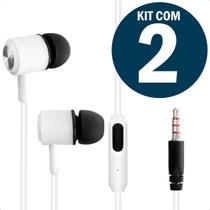 Fone de Ouvido Estéreo Intra Auricular com Fio Microfone P2 Extra Bass Kit Com 2