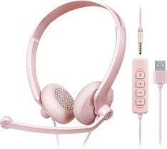 Fone de ouvido FEABASK com microfone para PC com fio USB