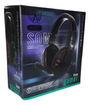 Fone de Ouvido Gamer A-302 com Microfone Design Preto e Luz Vermelha Intensa!