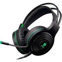 Fone de ouvido gamer Evolut Têmis EG301 preto e verde c/ LED