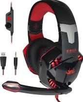 Fone De Ouvido Gamer Headset Knup Kp-455a Com Led Microfone Cor Preto/Vermelho