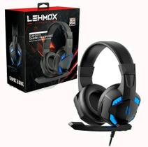 Fone de ouvido gamer headset lehmox f6 com fio usb preto azul