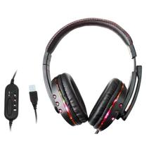 Fone De Ouvido Gamer Headset Usb Preto/Vermelho Knup Kp-359