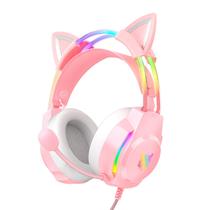 Fone de Ouvido Gamer ONITOON com Microfone - Design de Gato com Iluminação RGB Rainbow