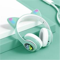 Fone De Ouvido Gatinha Bluetooth Headphone Orelha RGB