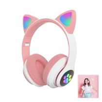 Fone de Ouvido Gatinho Bluetooth Infantil com Luzes LED Fone de Ouvido Gatinho Bluetooth Infantil com Luzes LED