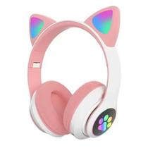 Fone De Ouvido Gatinho Bluetooth Infantil Led Menino Menina